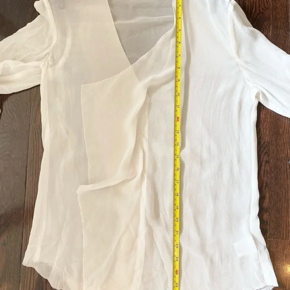 Aritzia Babaton Women's Semi-sheer chiffon blouse Cream White 100% Silk Sheer S - Picture 11 of 14
